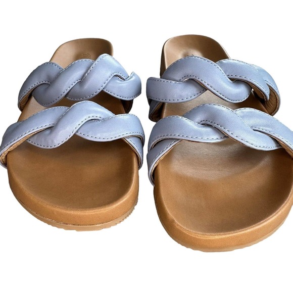 NWOB Madewell The Walker Slide-on Leather Sandal Serene Blue Size 7.5 ND961 - Picture 2 of 10